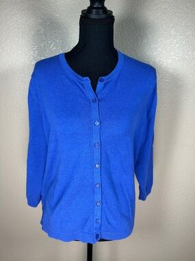 Talbots Royal Blue Button-Up Cardigan Sweater XL Petite